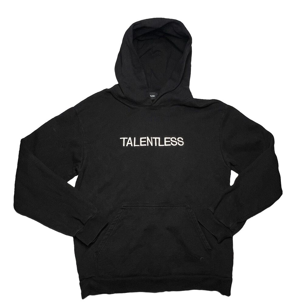 Talentless Mens Embroidered Circle Logo Hoodie Black Size L Heavyweight Hoodie